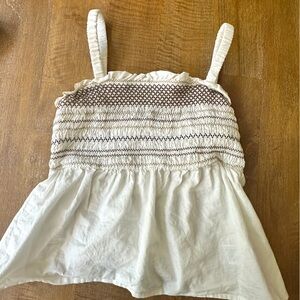 White Smocked Sleeveless Top